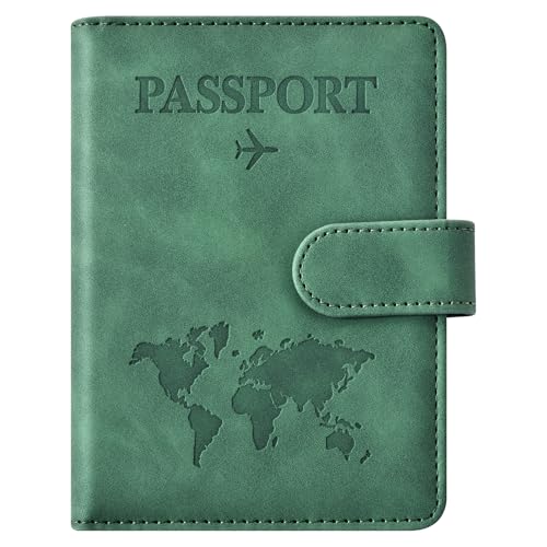 Eoehro Passport Holder for Travel Essentials, Passport Wallet Cover Case for Travel Must Haves Accessories,Passport Book Holders for Women and Men(dark green) - color: dark green, style: Magnetic Clasp
