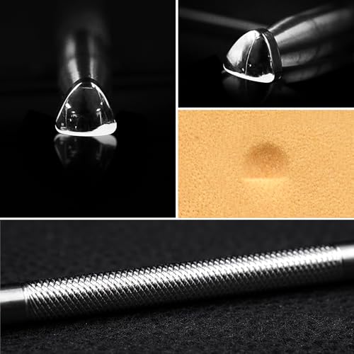 Professional Figure Carving Stamps Set of 3-304 Steel Leathercraft Stamping Tool & Diamond Knurled Handle (7.4mm/5.5mm/2.8mm) for Portrait, Animal, Floral Leather Sculpting