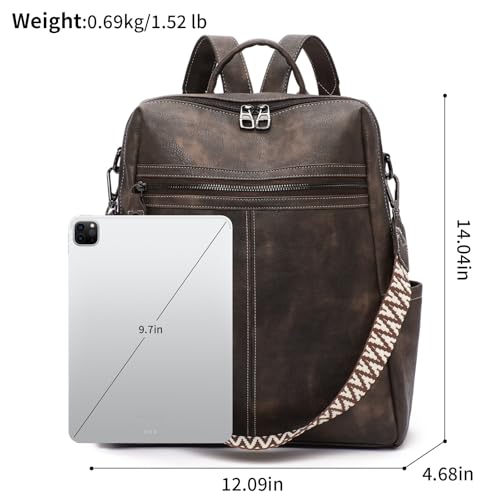 GAEKEAO Backpack Purse for Women PU Leather Travel Backpack Purses Fashion Designer Ladies Anti-theft Shoulder Bags Coffee - color: Coffee