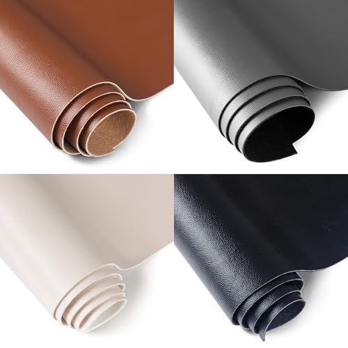 Marine Vinyl Fabric, Upholstery Faux Leather Fabric by The Yard, 0.95 mm Thick PU Leather Sheets for Sofa Chairs Handbags Hair Bows Earrings Crafts (1 Foot 12''X 54'', Grey) - color: Grey, size: 1 Foot