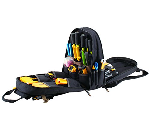 CLC Work Gear 1134 Carpenter's Tool Backpack, 44 Pockets, Padded Back Support, Black - style: 44 Pocket Tool Backpack