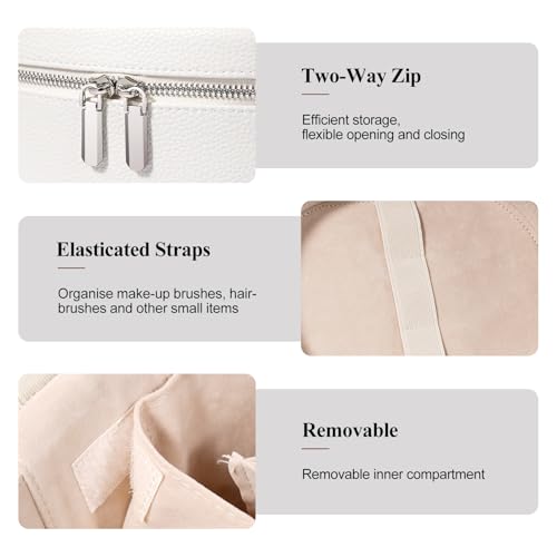 honitty Makeup Bag, Travel Make up Case with Compartments and Handle, Portable Cosmetic Organizer Bags,Toiletry Bag for Women - color: beige(7.6*5.5*6 in), size: M(7.6*5.5*6 in)