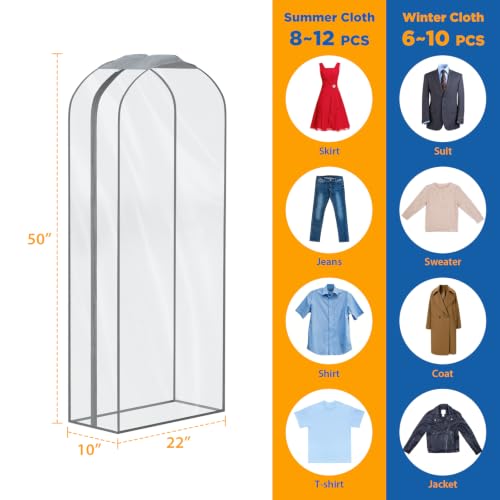 Zilink Suit Coat Bags Garment Bags for Hanging Clothes 50 in, 4 Pack - size: 50"-4pcs-10" Gussted