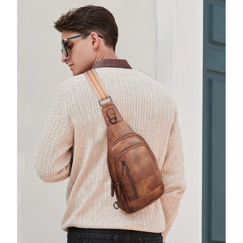 CLUCI Crossbody Bags for Women Men,Leather Sling Bag Cross Body Backpack for Woman Gifts for Women Birthday Unique - color: 0-1 Brown