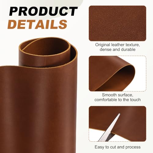 MECCANIXITY Genuine Leather Sheets, 15" x 15" 4-5 oz (1.8-2mm) Thick Full Grain Leather Sheet Tooling Precut for Carving Engraving Molding Embossing Stamping, Red Brown - color: Red Brown