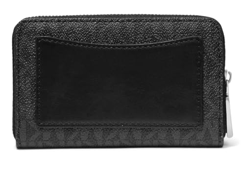 Michael Kors Jet Set Small Zip Around Card Case, Silver-Tone Hardware/Signature Coated Twill/Black - color: Silver-Tone Hardware/Signature Coated Twill/Black