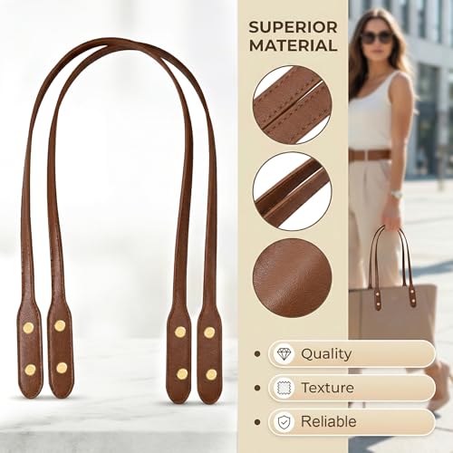 Winsyison 2pcs Leather Purse Band with Rivets, 28.15in, Coffee | Adjustable, Wraps Mount Handbag Handles, Long Bag Belt, for Purse Handbag Shopping Tote Bags - color: Coffee-2pcs