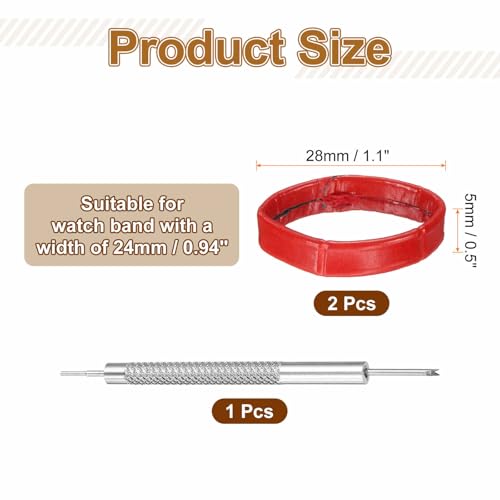 HARFINGTON Leather Watch Band Loops Replacement Watch Band Keeper Watch Strap Holder Retainer Wristwatch Strap Fastener Rings - color: Red, size: 24mm