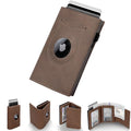 Wallet for Men Minimalist Compact Pop Up Credit Card Holder, Front Pocket Smart RFID Blocking Mens Slim Wallet,Ultra Thin Trifold Mens Leather Wallets Metal (Light Brown) - color: Light Brown