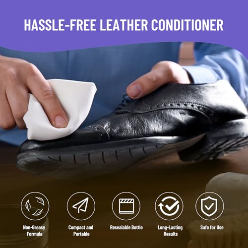 SHIELDOM Leather Cleaner & Conditioner Wipes - Clean, Condition & Protect Leather, UV Protection Prevent Cracking & Fading, Safe for Car Seat, Shoe, Bag & All Leather Surfaces 40 Wipes