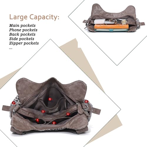 Angelkiss Hobo Purses and handbags for Women Satchel Handbag Women Purses Large Daily Shoulder Bags - color: Brown-leopard