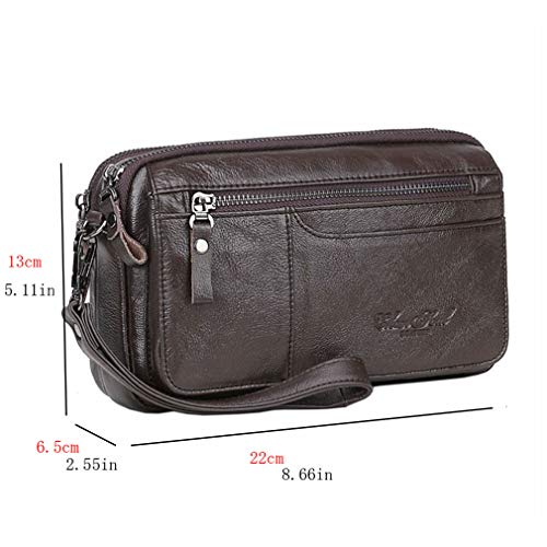 Leather Clutch Purse Wallet Men Wrist Bag - color: #00coffee