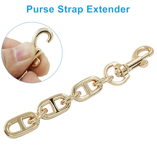 Purse Strap Extender, Gold, 2Pcs | 4.7 Inch, Metal Chain, For Shoulder & Crossbody Bag - color: Gold