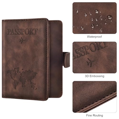 Eoehro Passport Holder for Travel Essentials, Passport Wallet Cover Case for Travel Must Haves Accessories,Passport Book Holders for Women and Men(coffee) - color: coffee, style: Magnetic Clasp