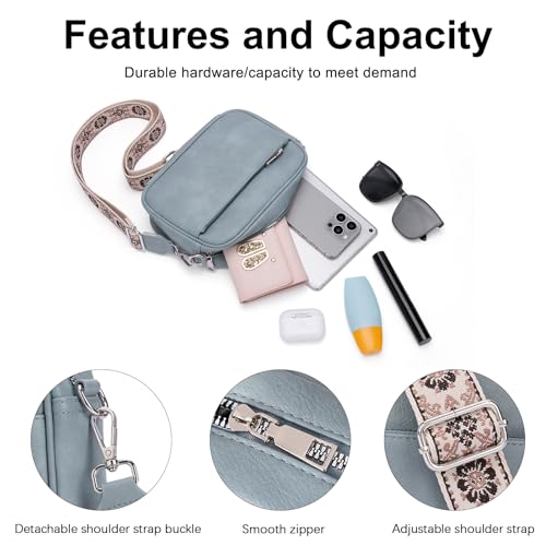 CLUCI Crossbody Bags for Women Crossbody Purses for Women Cross Body Bag Crossbody Purse with Adjustable Wide Strap | Womens Cross Body Bag Purse, Adjustable Wide Strap, Gifts for Women - color: 1-8light Blue