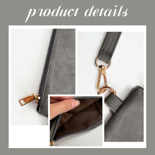 K.E.J. Clutch Purses for Women Wallet Wristlet Small Wallet Purses Clutch Handbags Zipper Purse for Ladies Women Gifts - color: Gray
