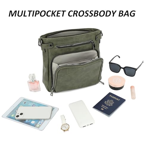 TANTOMI Crossbody Bags for Women Purses for Women Trendy Leather Shoulder Handbags Travel Purse with 6 Card Slots - color: Dark Green