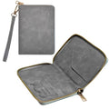 Passport Holder for Travel Wallet,RFID Detachable Wrist Strap Wallet | Leather Travel Card Sleeve for Men Women - color: Gray