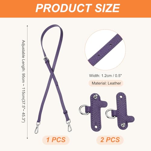 PATIKIL Leather Shoulder Strap, Adjustable Purse Straps Replacement Kit with Clasp for Crossbody Handbag Mini Tote Bag, Purple - color: Purple