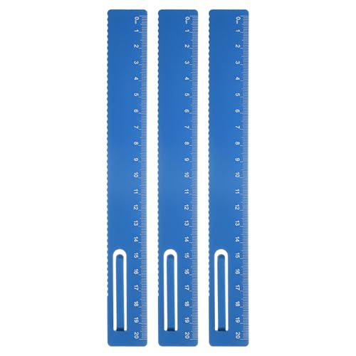 HARFINGTON 3pcs Straight Ruler 20cm Metric Metal Aluminum Alloy Measuring Bookmark Clip Rulers Scale Tool for Measure Study Reading Classroom Office, Blue - color: Blue, size: 20cm
