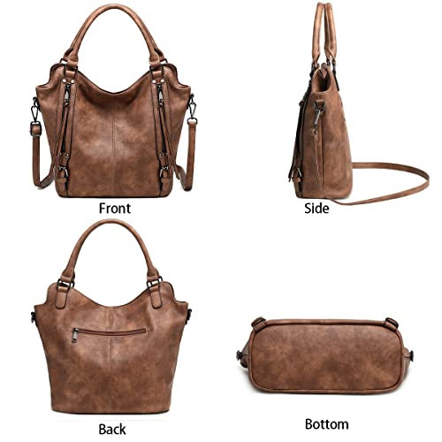 lapsting Hobo Bags for Women Handbags Purse Ladies Boho Shoulder Bag Crossbody Purses Faux Leather - color: I - 15inch Brown - Black Metal