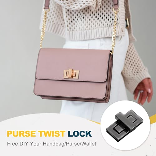 M METERXITY 4Pcs Purse Twist Lock (1.73 x 0.87 Inches, Black)- Rectangular Purse Closure Twist Turn Lock Clasp Metal Clip Hardware Apply to DIY Handbag/Purse/Wallet/Leather Craft - color: Black, size: 1.73 x 0.87"