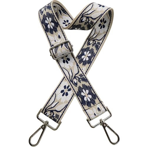 1.5" Wide Purse Strap Silver Hardware Adjustable Replacement Long Crossbody Bag Strap for Thick Shoulder Bags Canvas Handbags Straps - color: Silver Hardware-A-dark blue