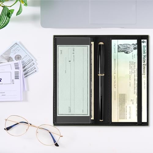 Airkit Boho Bird Checkbook Cover for Personal, PU Leather for Women | Check Book Holder, with Elastic Band, Pen Holder & Transparent PVC Divider for Duplicate Checks - color: Boho Bird