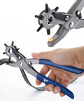 UNCO- Leather Hole Punch Tool, Multi Hole Sizes for Belts and Leather, Belt Hole Puncher, Navy Blue Handle - color: Navy Blue