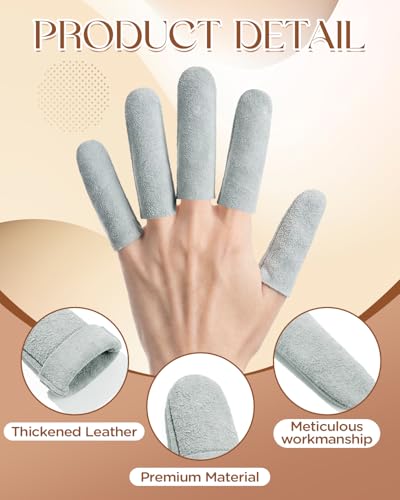 EORTA 10 Pack Leather Finger Cots, Soft Suede Non-Slip Finger Protectors for Needle Felting, Sewing, Electronics Repair, Knitting, Needlework, Embroidery & Crafts, Grey - color: Grey