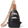 Leresas 7L Sling Bag for Women Crossbody Bag Sling Purse Fanny Packs Vegan Leather Chest Bag Trendy Handbag Travel Anti Theft - color: Black/Brown