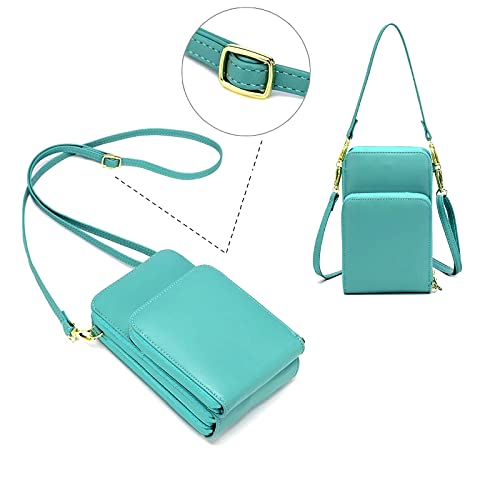 Crossbody Cellphone Purse Women Touch Screen Bag RFID Blocking Wallet Handbag Shoulder Strap - color: Lightgreen-small, size: Small