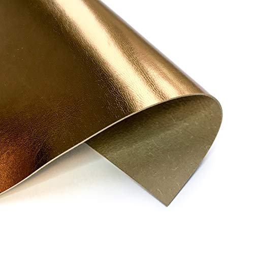 Real Dark Gold Metallic Leather: Genuine Shiny Leather with Metallic Top for Sewing, Crafting and Jewelry Making (Dark Gold, 12x24In/ 30x60cm) - color: Dark Gold, size: 12x24In/ 30x60cm