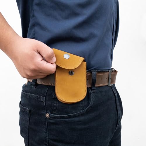 Hide & Drink, Holster Pouch, Durable EDC Waist Bag for Coins, Pocket Wallet, Headphones, Personal Items, Conveniently Attaches to Belt, Full Grain Leather, Handmade - color: Old Tobacco
