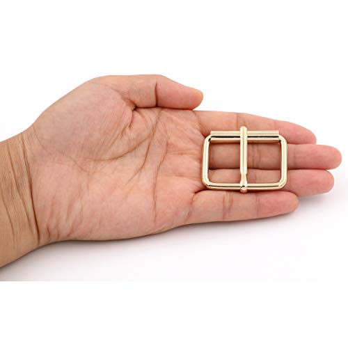 BIKICOCO Roller Buckle, 1-1/2'' x 1'' Heel Rolling Bar Buckles for Bags Leather Webbing Straps - color: Light Gold X 20 Pcs