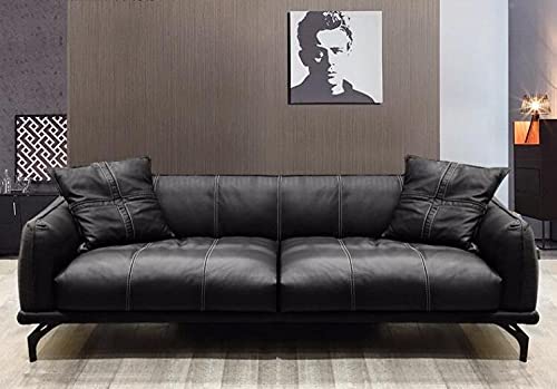 Wento Thick Faux Leather Fabric Soft Skin Grain PU Leather for Furniture Cover Reupholster Sofa Chairs Cushions Vinyl Upholstery (5 Yards, Black) - color: Black, size: 5 Yards (54" x 180")