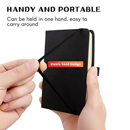 2Pack Pocket Notebook Small Notebook Journal Notebook 4 inches x 5.7 inches 200 Pages Leather Cover With Pen Holder Page Marker Ribbons (Black-withpen) - color: Black-withpen