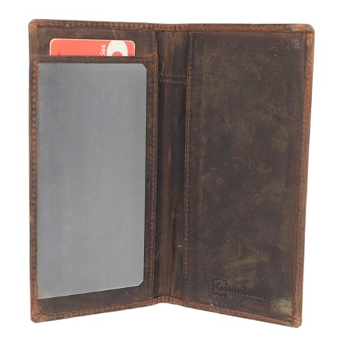 Genuine Leather Checkbook Cover For Men & Women Checkbook Holder Wallet RFID Blocking USA Series (USA Flag Brown) - color: USA Flag Brown