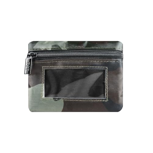 Wallet for Women and Men Mini Zip Card Case with Clear ID Window Zipper Coin Purse Lightweight Portable Keychain Wallet - color: Army green