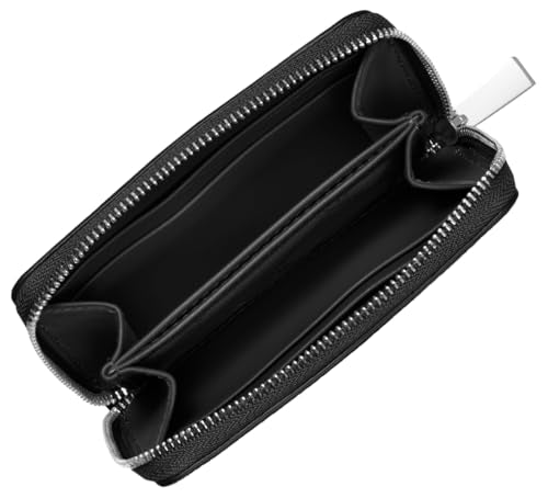 Michael Kors Jet Set Small Zip Around Card Case, Silver-Tone Hardware/Mercer Pebble Leather/Black - color: Silver-Tone Hardware/Mercer Pebble Leather/Black