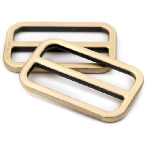 Loosco Flat Metal Adjuster Belt Sliders, 10 PCS Buckle Triglide for Strap Keeper Leathercraft Bag Belt Adjuster (Brushed Brass,1 1/2") - color: Brushed Brass, size: 1 1/2"