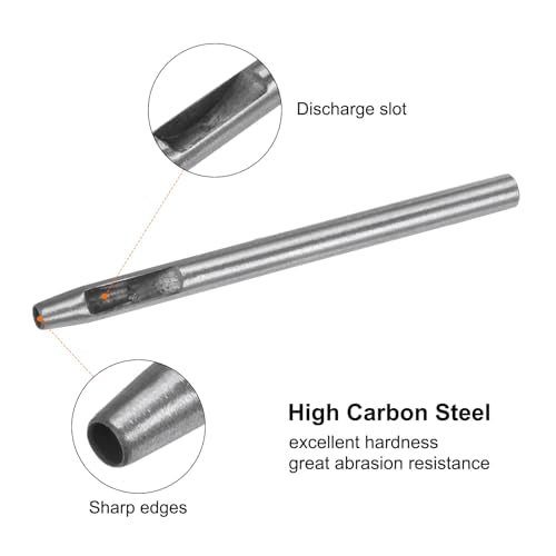 HARFINGTON 2pcs Hollow Punch for Leather 4mm Round Hole Punch Tool for Belt Puncher Carbon Steel Single Punch for Rubber Paper Fabric Plastic Soft Material Watch Belt Cut Leather Craft - size: 4mm