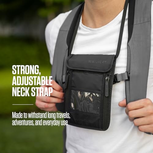 VENTURE 4TH Travel Neck Wallet, RFID Blocking Passport Holder - Sleek Green - color: Sleek Army Green