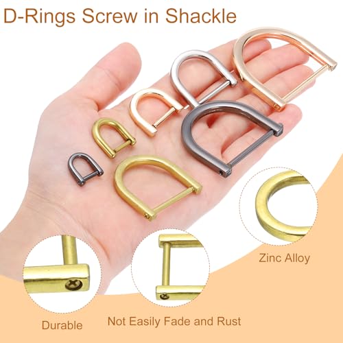 PATIKIL D-Rings Screw in Shackle, Horseshoe U Shape D Ring Zinc Alloy - color: Gold, size: 1"