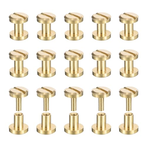 uxcell 30Pack Brass Chicago Screws, 4x6mm Flat Head Screw Back Binding Post Nail Stud Rivets Fastener for DIY Leather Craft Belt Strap - size: 4x6mm