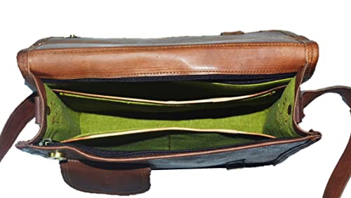 URBAN DEZIRE Men's Genuine Leather Small Briefcase Messenger Satchel Ipad Tab Tablet Bag 11 compatible with Apple product