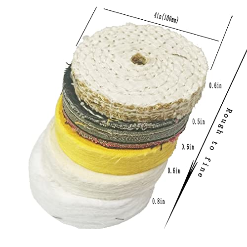 5 Pcs 4" Assorted Abrasive Buffing Wheel with 1/2" Arbor Hole