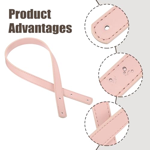 MECCANIXITY 2pcs 24 Inch (60cm) PU Leather Purse Handle, Sew On Shoulder Purse Straps Handbag Belt Band Bag Handle Bag Strap Replacement for Wallet Tote Making, Pink - color: Pink, size: 24 Inch