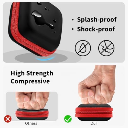 1 Pack Square Earbud Case Storage Bag with Carabiner, Red | Portable EVA Carrying Case, For Wired/Wireless Headphones, SD Card Storage, Camera Chip - color: C5-square red