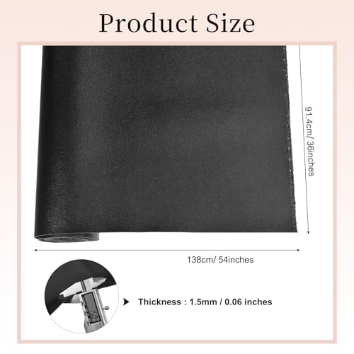 uxcell Marine Vinyl Fabric, 54 Inch 1 Yard Upholstery Faux Leather Soft Waterproof Sheets Fabric for Crafts DIY Sewings Sofa Wallets Handbag Car, Black - color: Black